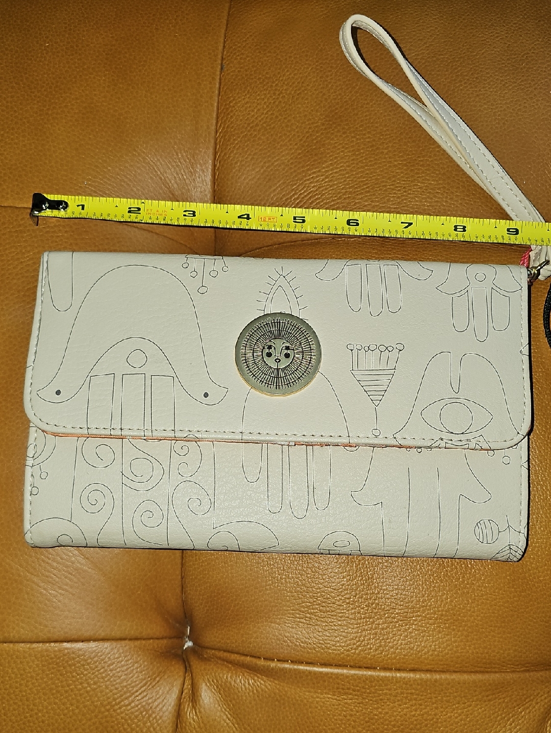 Jungalow Bohemian Print Beige Clutch With Colorful Tassels Travel Wallet Phone — image 5 of 6